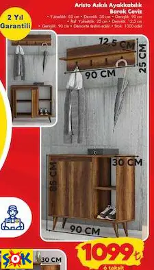 ARİSTO ASKILI AYAKKABILIK BAROK CEVİZ